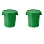 PRO&Family 20 Gallon Trash Can with Lid Round Ingredient Storage Containers Recycling Bin Kitchen Garbage Can Office Garbage Can Trash Barrel Plastic Barrel Yard Waste Bin Outdoor Trashcan (2, Green)