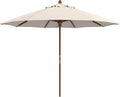 California Umbrella 9' Premium Commercial Hardwood Patio Umbrella, Manual Lift With Sunbrella Natural Fabric