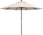 California Umbrella 9' Premium Commercial Hardwood Patio Umbrella, Manual Lift With Sunbrella Natural Fabric