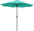 Ayge 9FT Large Outdoor Patio Umbrella Market Table Umbrella-UV Resistant, Easy Push Button Tilt and Crank, 8 Sturdy Fiberglass Ribs Heavy-Duty Pool Umbrella for Deck, Backyard,Garden,Turquoise