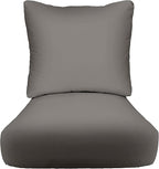 RSH DECOR: Deep Seating Cushion with Pillow Back | 23” x 26” Seat | All-Weather Spun Fabric | Water and Fade-Resistant | Outdoor Chair Cushion Set for Patio Furniture | Charcoal Grey (Gray)