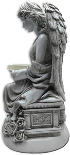 OrnamentallyYou Spring & Summer-Themed Garden Statues – Adorable Outdoor Decor for Lawn, Patio & Porch (Guardian Angel Reading Book Garden Statue, 10" Solar Powered Angelic Outdoor Figurine)