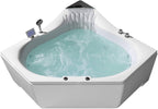 ARIEL 59" Triangular Platinum Whirlpool Bathtub with 22 Hydro Jets, Two-Person Jetted Hot Tub with Customizable Massage, Waterfall, Hot/Cold Inlets & Smart Features