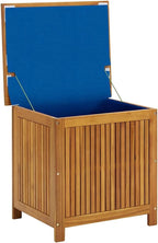 vidaXL Wooden Deck Box - Outdoor Teak Storage Chest, Ideal for Patio Furniture Cushions, Pool Accessories, Garden Tools - Water-Resistant Bag Inside - 23.6''x19.7''x22.8'', Solid Acacia Wood
