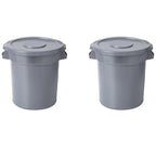 PRO&Family 20 Gallon Trash Can with Lid Round Ingredient Storage Containers Recycling Bin Kitchen Garbage Can Office Garbage Can Trash Barrel Plastic Barrel Yard Waste Bin Outdoor Trashcan (2, Gray)