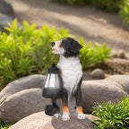 Bourne Dog Garden Statues with Solar Lantern, Outdoor Figurine Resin Sculpture Hanging Solar Power Lights for Decoration Yard Patio Balcony Lawn Ornament Art Decor, Unique Gift for Grandma Wowen Mom