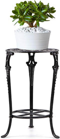 MDLUU Plant Stand 18.8 Inches Tall, Cast Iron Potted Plant Stand, 2-Tier Metal Planter Stand, Flower Pot Stand for Living Room, Bedroom, Kitchen Decor (Black)