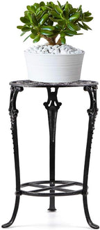 MDLUU Plant Stand 18.8 Inches Tall, Cast Iron Potted Plant Stand, 2-Tier Metal Planter Stand, Flower Pot Stand for Living Room, Bedroom, Kitchen Decor (Black)