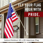 American Flag 3x5 Ft for Outside | Premium Heavy Duty TearProof Polyester US Flag | Longest Lasting High Wind Outdoor Flag with Embroidered Stars, Sewn Stripes, Brass Grommets | Fade Resistant