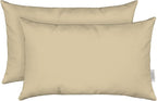 RSH DECOR: Sunbrella Lumbar Throw Pillows Set of 2 | 20" x 12" | Water and Fade-Resistant Performance Fabric | Outdoor Pillow Covers with Down-Alternative Inserts | Canvas Antique Beige