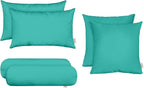 RSH DECOR: 6-Pack Sunbrella Pillow Set | Water & Fade-Resistant | 17" Square, 20" x 12" Lumbar, 20" x 6" Neck Roll | Outdoor Pillows for Patio Furniture | Canvas Aruba