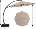 7 Piece Patio Dining Set with 11ft Patio Umbrella (Gray), 7 Black Outdoor HDPE Dining Set with 6 Chairs + 1 Large Table with 2" Umbrella Hole, for Market, Pool, Garden, Backyard, Deck