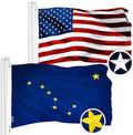 G128 Combo Pack: USA American Flag 3x5 Ft Embroidered Stars & Alaska State Flag 3x5 Ft Embroidered