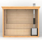Customize Wood Burning Sauna 3-8 Person, Outdoor Red Cedar Steam Saunas, ETL Harvia Heater, Glass Wall Saunas, 220V, Rectangle Sauna Room with Backrest Headrest, Waterproofing System(0-195℉)
