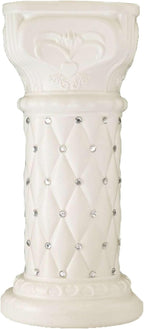 Efavormart 2 Pack 25" Tall White PVC 10mm Crystal Beaded Studded French Inspired Pedestal Column Stand for Floral Arrangements, Wedding, Aisle Decor, DIY Background Designing