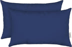 RSH Décor - Jumbo Lumbar Pillow Covers – Set of 2 | 26" x 16" | Outdoor Use – Patio, Lounge, Adirondack, Deck | Water & Fade-Resistant | Includes Down-Alternative Inserts | Navy Blue