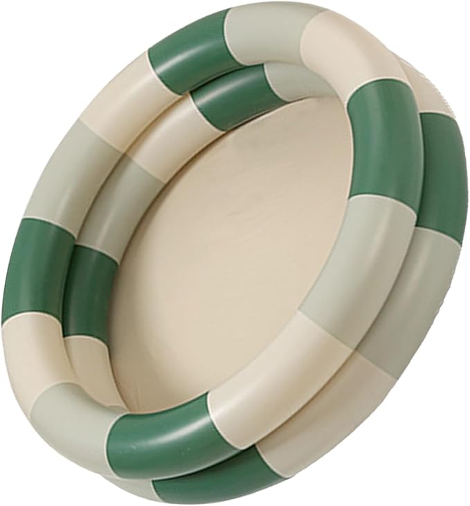 Inflatable Baby Retro Swimming Pool Family Cute Style Thickened Water Pool for Kids Indoor Outdoor Play (Green Stripe)