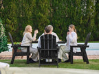 SERWALL 5 Piece Outdoor Dining Set, HDPE Dining Furniture Set with Umbrella Hole, 4 Adirondack Dining Chairs and 45" Round Dining Table, Black