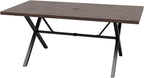 COOS BAY Echo Vibe Outdoor Dining Table with Umbrella Hole, Natural Wood Patio Dining Table for 6, Patio Furniture Set, Brown