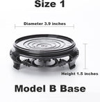 GOLDY&WENDY Round Vase Display Stand 3.9 Inch Black Imitation Wood Style Base Handmade Resin Pedestal
