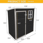 5x3 FT Resin Outdoor Storage Shed with Floor, Waterproof Heavy-Duty Plastic Garden Sheds w/Window and Lockable Door, Outside Tool Shed for Backyard, Patio, Lawn, Bike, Toys, Black