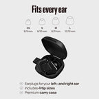 Alpine Tune Earplugs, Concert Ear Plugs for Noise Reduction, High Fidelity Music Quality, 19dB Hearing Protection with Crystal Clear Sound, Incl. 4 Sizes, For Parties, Raves, Festivals & Clubs, Black