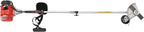 2 Cycle Weed Wacker Gas Powered Grass Trimmer, 2 in 1 43CC Straight Shaft String Trimmer Weed Eater, Air-Cooled Gasoline Brush Cutter Lawn Edger with 2 Blade Heads for Weeds & Grass Cutting