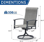 Patio Swivel Chairs Set of 6, Outdoor Swivel Chairs with Armrest, High Back Patio Chair with Metal Frame, All-Weather Outdoor Dining Chair for Deck, Porch and Lawn, Grey