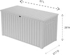 Stylish Indoor/Outdoor Storage Deck Box,Resin,Large Capacity, Weather-Resistant, Lockable lid and Side handles. (White, 170 Gallon)