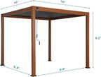 MIRADOR 111S Takasho Louvered Pergola, 10Ft x 10Ft, Full Aluminum Frame, Adjustable Roof for Outdoor Deck Garden PatioDurable, Cherry Oak