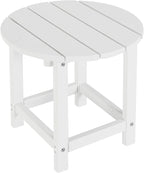 LZRS Round Adirondack Patio Side Table End Table, Outdoor Side Tables for Patio, Backyard,Pool, Indoor Companion, Easy Maintenance & Weather Resistant(White)