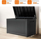 ROJIK Outdoor Storage Housing Deck Box,Waterproof Patio Furniture, Garden Tools,Cushions,Pool Accessories Storage Bench with Lockable Lid and Side Handles (Black,280 Gal)