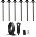Gardenreet Brass Low Voltage Black Path Lighting Kit (6 Pack Path Lights) with 100 Feet Cable and 30Pack Wire Connectors for Outdoor Pathway House Garden Patio Without Transformer
