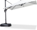 PURPLE LEAF 8' X 8' Patio Umbrella with Wheeled Base for Pool 7' High Offset Outdoor Cantilever Umbrella Swimming Pool Umbrella with 360°Rotation for Poolside White