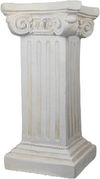 Elegant Classical Greek Roman Ionic Order Vintage Weathered Column Pedestal Decorative Display Stand for Statues Plants, or Vases Perfect for Home Decor and Event Settings, White