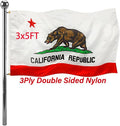 Jayus Double Sided California Ca State Flags 3x5 FT Outdoor - 320D Heavy Duty Nylon Republic of Californian Cali Bear Flag Banner with 2 Grommets