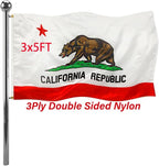 Jayus Double Sided California Ca State Flags 3x5 FT Outdoor - 320D Heavy Duty Nylon Republic of Californian Cali Bear Flag Banner with 2 Grommets