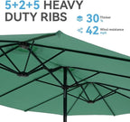 GREEN PARTY 15 ft Rectangle Patio Umbrella with Base Included, Double-Sided Table Umbrella with Crank, Large Outdoor Umbrellas for Patio Poolside Garden Backyard, Mint Green