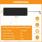 Snow Melting Mats Outdoor for Stairs,10 x 30 in 2 Pack No-Slip Heated Outdoor Mats with 10 ft Power Cord, 3 in/h Speed Snow and Ice Melting Pads for Winter Outdoor Stairs, Steps Snow Removal