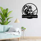 Personalized Squirrel Metal Wall Art,Custom Squirrel Metal Name Sign,Home Decor,Garden Decoration,Squirrel Lover Gift,Housewarming Gift squirrel