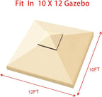 Hugline Outdoor Replacement Canopy Top Double Tier Gazebo Roof Cover for Lowe's Allen Roth 10x12 Gazebo #GF-12S004B-1 (Beige)