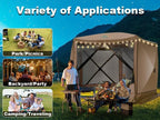 COBIZI 10x10 Pop up Gazebo Screen House Tent for Camping, Pop-up Camping Canopy with Sidewalls, Portable Outdoor Quick-Set Hub Tent with Carrying Bag&Ground Stakes, Khaki(Upgraded 2.0)