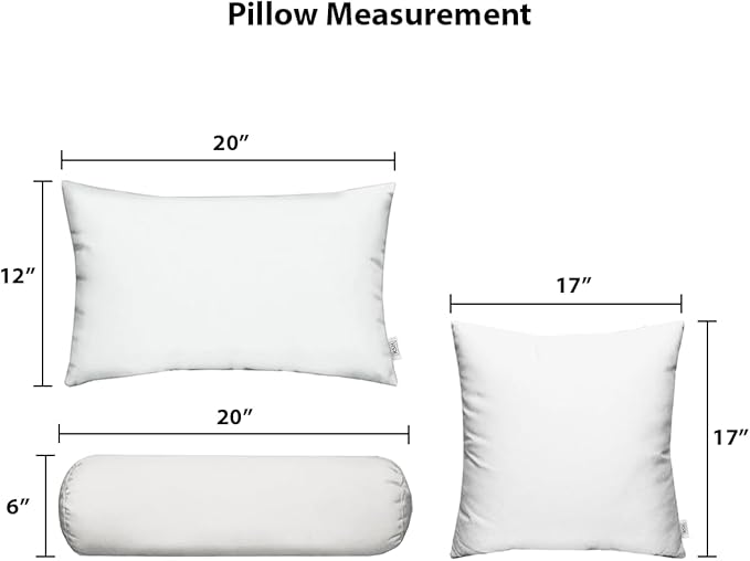RSH DECOR: 6-Pack Red White & Blue Pillow Set | All-Weather Spun Fabric | Water & Fade-Resistant | Outdoor Pillows Lumbar, Square, & Neck Roll | Red & White Stripe, White, Navy Blue