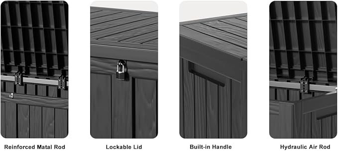DRATO 120 Gallon Large Deck Box, Outdoor Storage Box for Patio Furniture, Patio Cushions, Gardening Tools, Pool Supplies,660lbs Weight Capacity,Waterproof Resin Storage Boxes