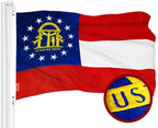 G128 Combo Pack: USA American Flag 3x5 Ft Embroidered Stars & Georgia State Flag 3x5 Ft Embroidered