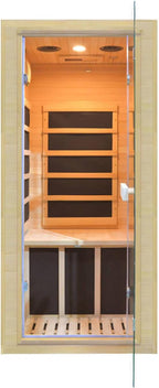 Far Infrared Home Sauna Mini Indoor Dry Personal Sauna Room,Hemlock Wood Sauna,with 1200W 5 Heating Panels, Heating Machine Equipment for Home Workout Yoga,Choice for Family（ 27.16x32.28x59 Inch）