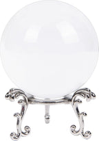 Crystal Ball Glass Globe Decor - Crystal Sphere with Stand & Gift Box, Clear Decorative Crystal Globe, 3D Crystal Ball for Home Decor Photography, Gazing Divination Fengshui Meditation, 3 inch/80mm