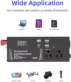 500W Power Inverter DC 12V to 110V Car Charger Converter with Dual USB Ports and 2 AC Outlets for Air Compressor Laptops, Road Trip Accessories (Black)
