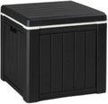 VINGLI 10 Gallon Outdoor Deck Box, Outdoor Patio Deck Box with Built-in Handles, All-Weather Square Storage Container for Garden, Poolside & Balcony (Black)