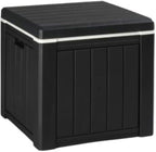 VINGLI 10 Gallon Outdoor Deck Box, Outdoor Patio Deck Box with Built-in Handles, All-Weather Square Storage Container for Garden, Poolside & Balcony (Black)
